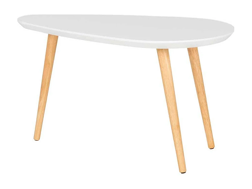 Wohnzimmertisch Skandi Design in Weiß Holz Naturfarben