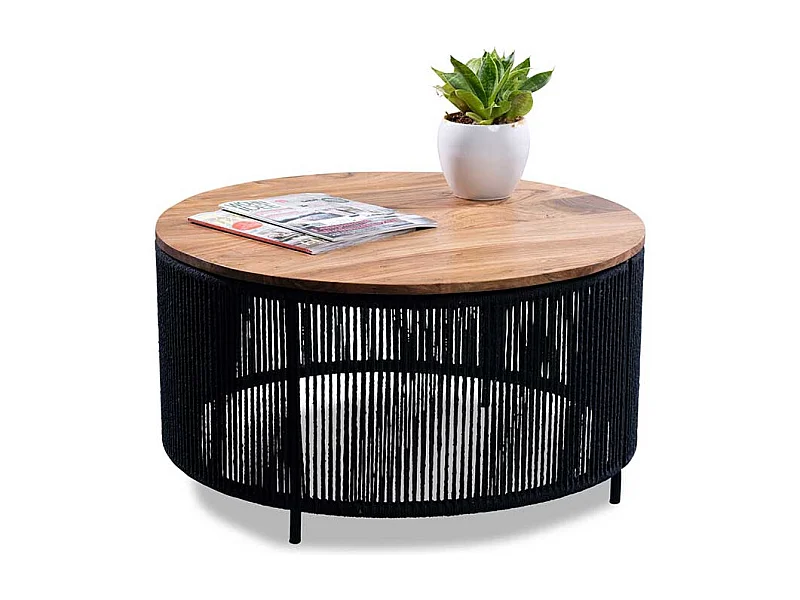 Sofatisch Couchtisch in Schwarz und Akaziefarben