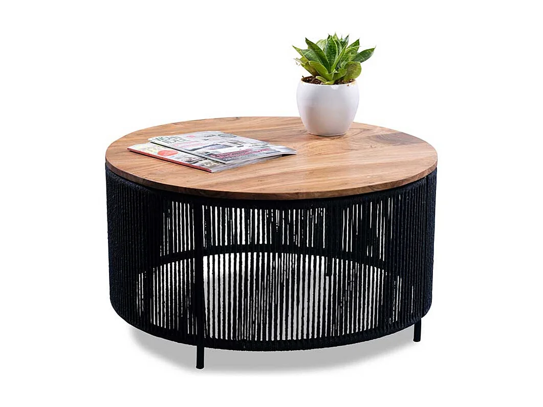 Sofatisch Couchtisch in Schwarz und Akaziefarben