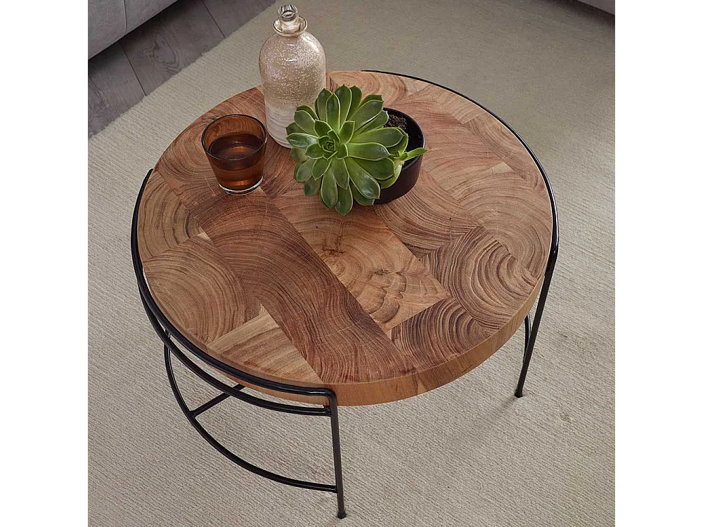 Sofatisch Holz und Metall im Industrie und Loft Stil 40 cm hoch