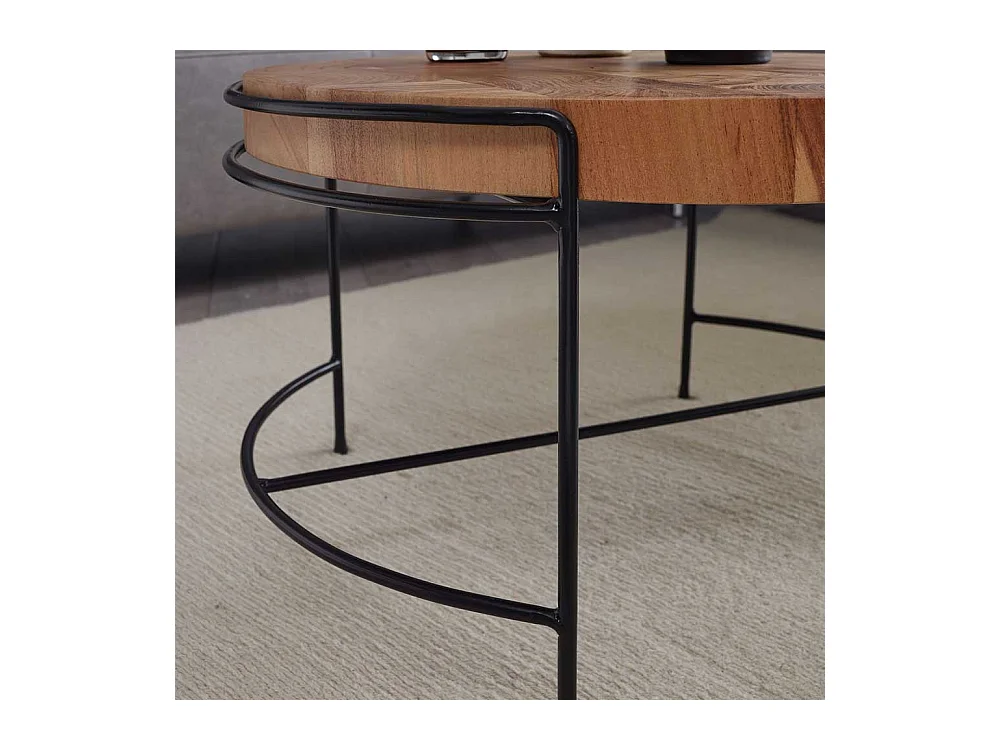 Sofatisch Holz und Metall im Industrie und Loft Stil 40 cm hoch