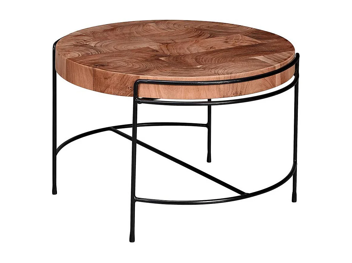 Sofatisch Holz und Metall im Industrie und Loft Stil 40 cm hoch