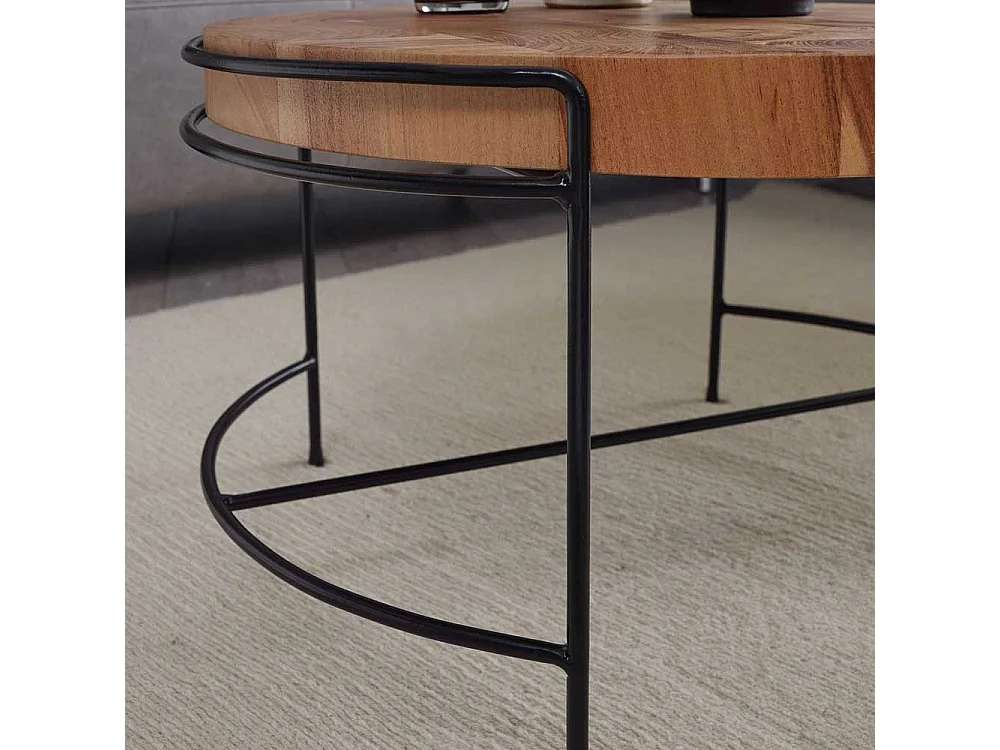 Sofatisch Holz und Metall im Industrie und Loft Stil 40 cm hoch