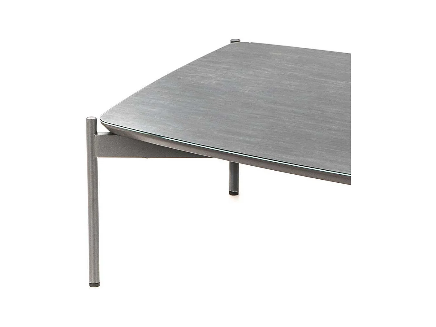 Designercouchtisch in Blaugrau und Dunkelgrau Glas beschichtet