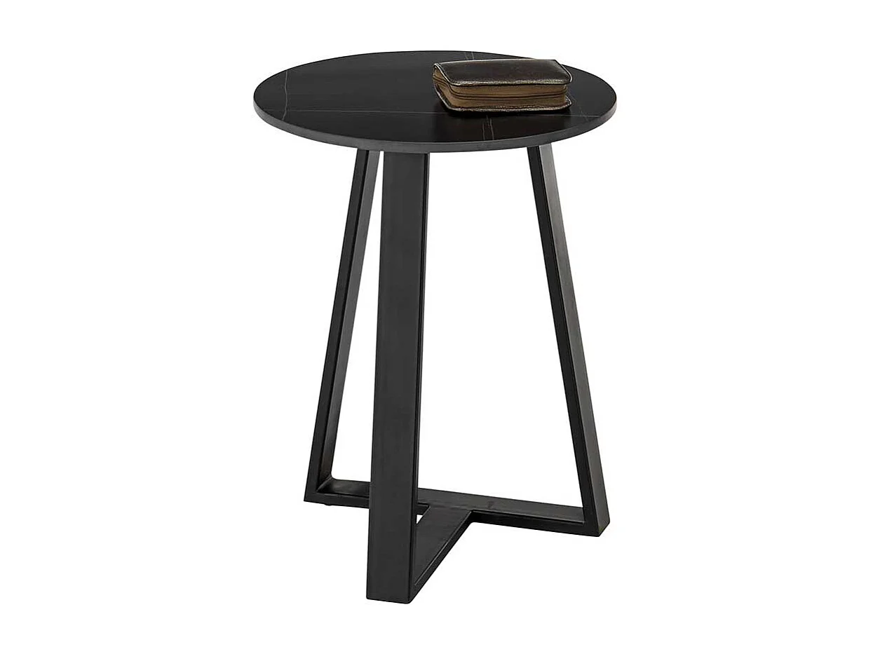 Couchtisch Set rund mit Keramikplatte Bügelgestell (zweiteilig)