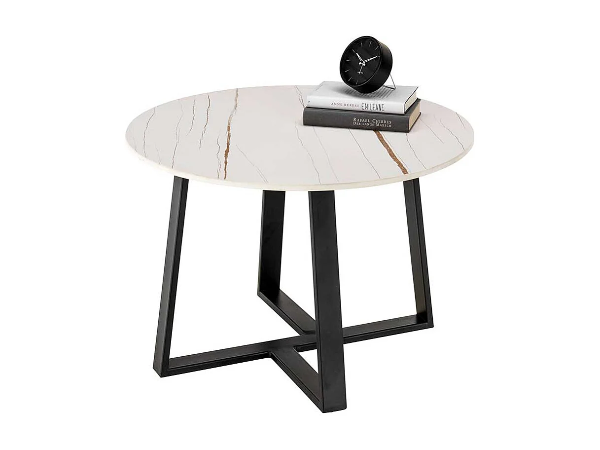 Couchtisch Set rund mit Keramikplatte Bügelgestell (zweiteilig)