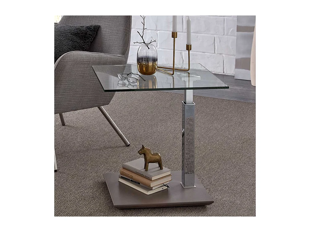 Wohnzimmertisch mit Klarglasplatte höhenverstellbar