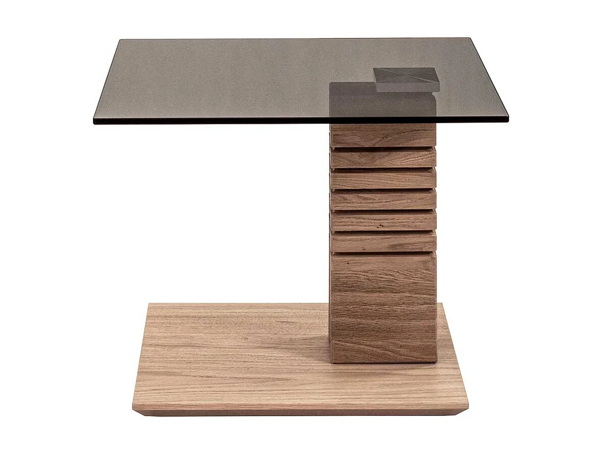 Hochwertiger Wohnzimmertisch in Wildeiche Bianco Parsolglasplatte