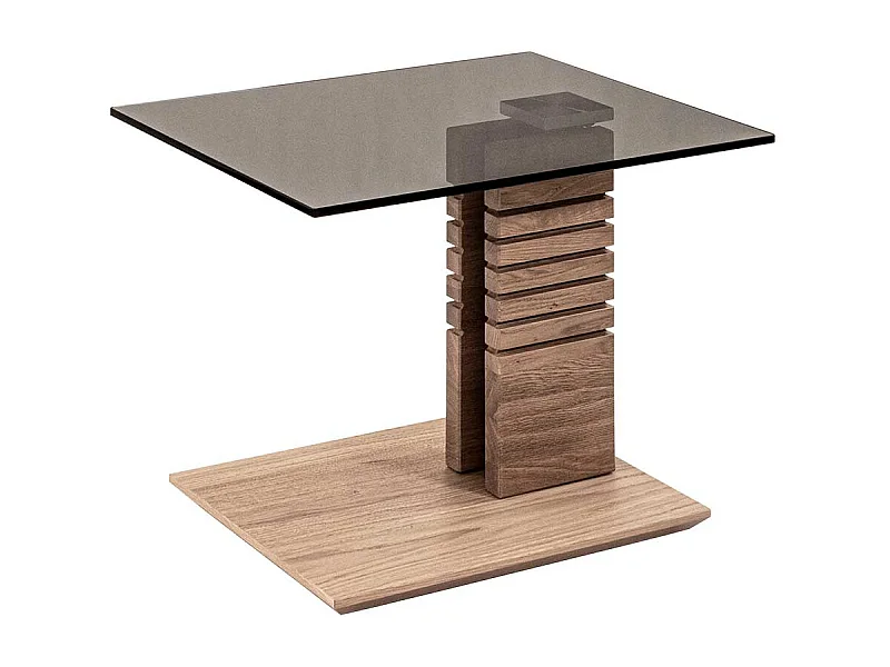 Hochwertiger Wohnzimmertisch in Wildeiche Bianco Parsolglasplatte