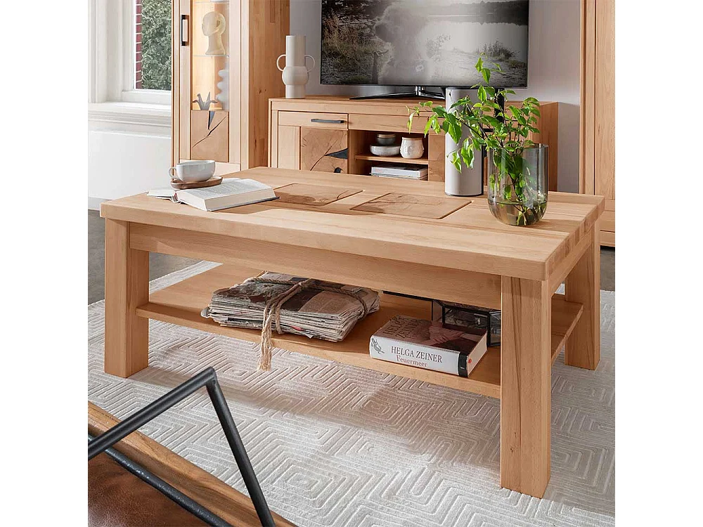 Tisch Massivholz Wohnzimmer aus Kernbuche Ablage