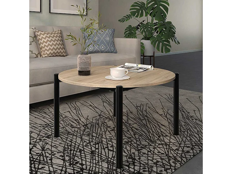 Couchtisch Sofatisch in runder Form mit Vierfußgestell