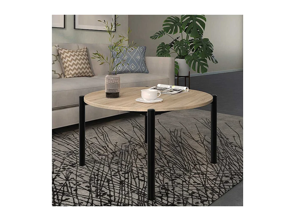 Couchtisch Sofatisch in runder Form mit Vierfußgestell