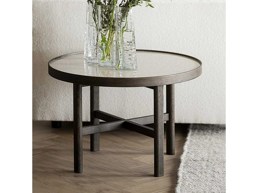 Couchtisch mit Keramikplatte in Beige Eiche dunkelbraun