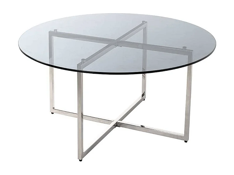 Runder Glastisch für Sofa Gestell Edelstahl
