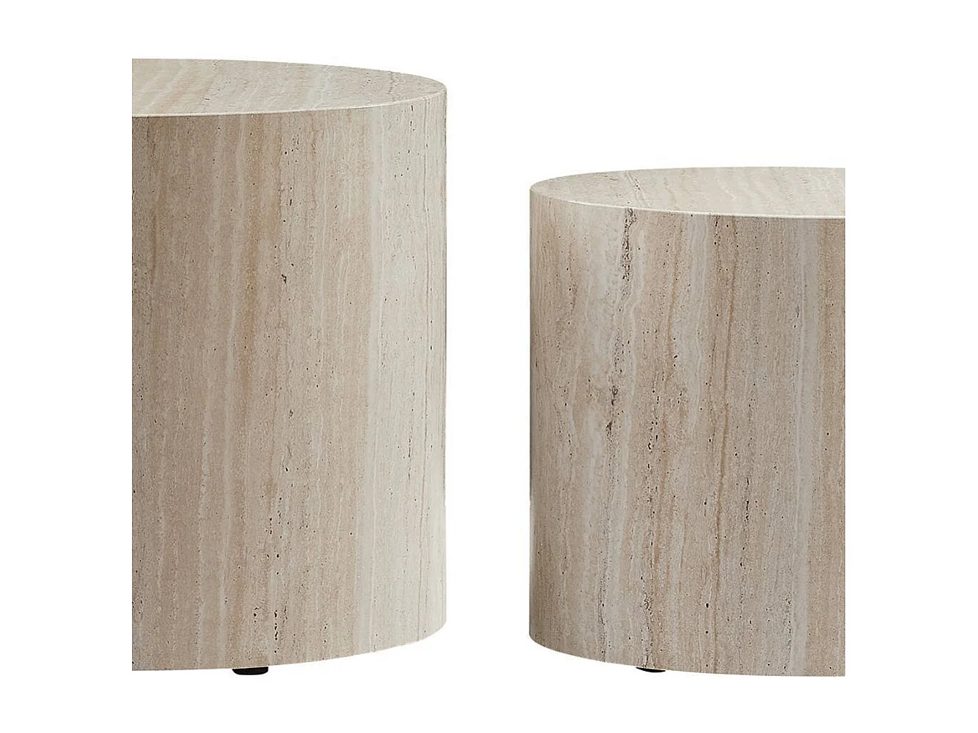 Satztisch Couchtisch Set in Beige und Marmor Optik (zweiteilig)