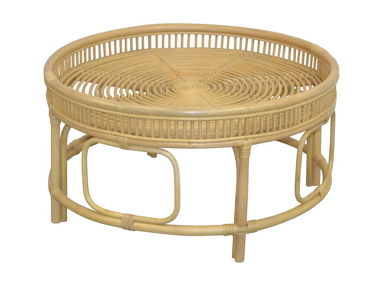 Tisch aus Rattan Geflecht im Landhaus Stil 41 cm hoch