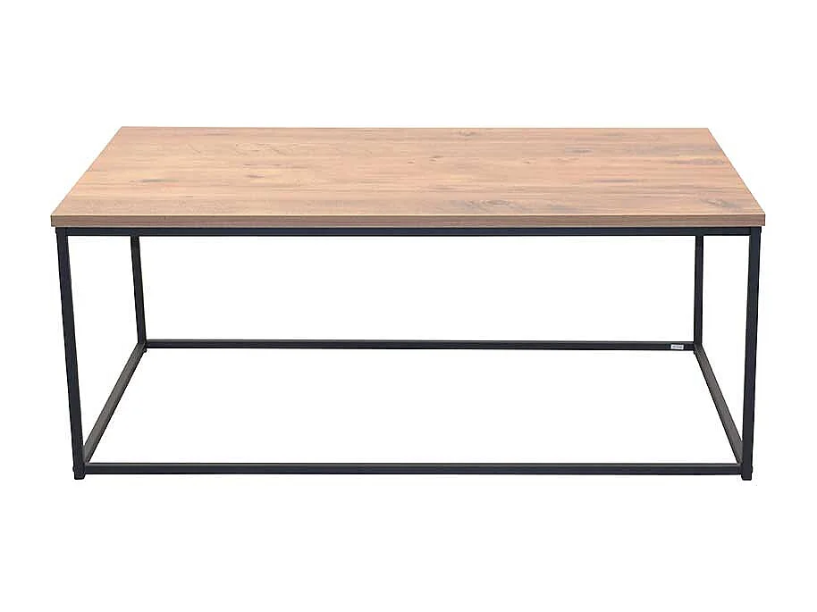 Moderner Sofatisch in Eichefarben und Schwarz Bügelgestell