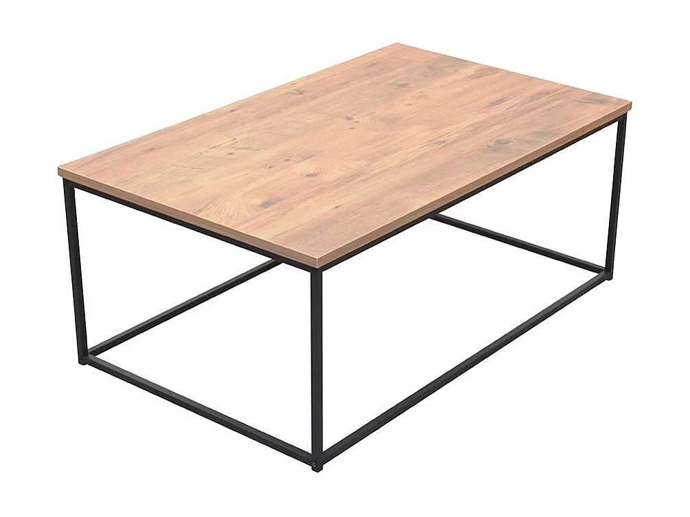 Moderner Sofatisch in Eichefarben und Schwarz Bügelgestell