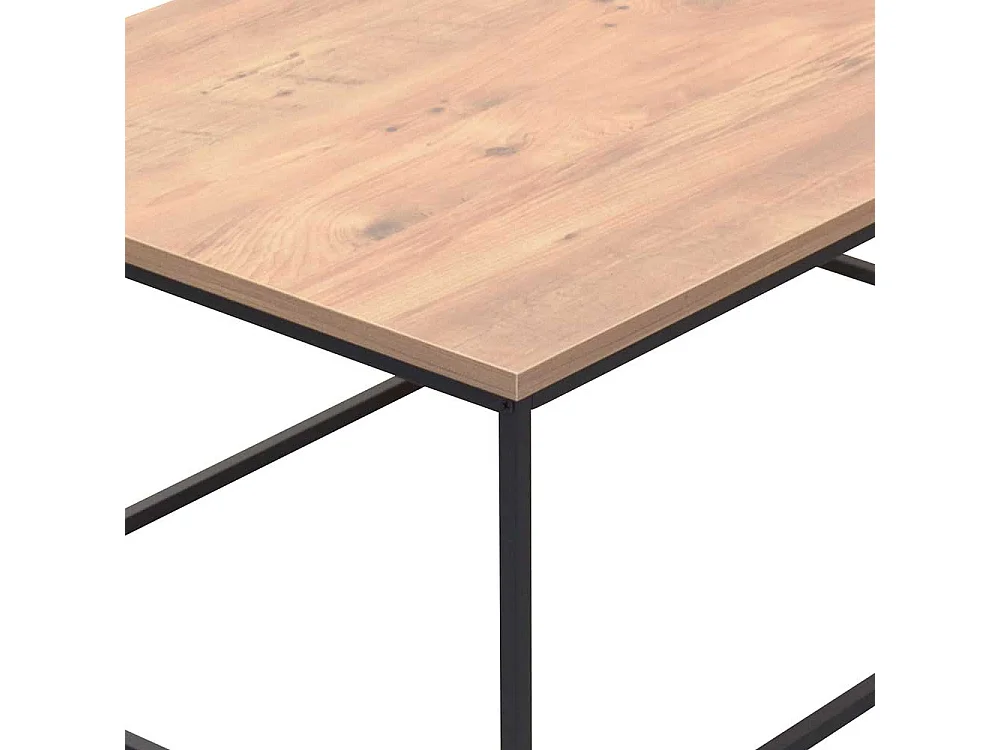 Moderner Sofatisch in Eichefarben und Schwarz Bügelgestell