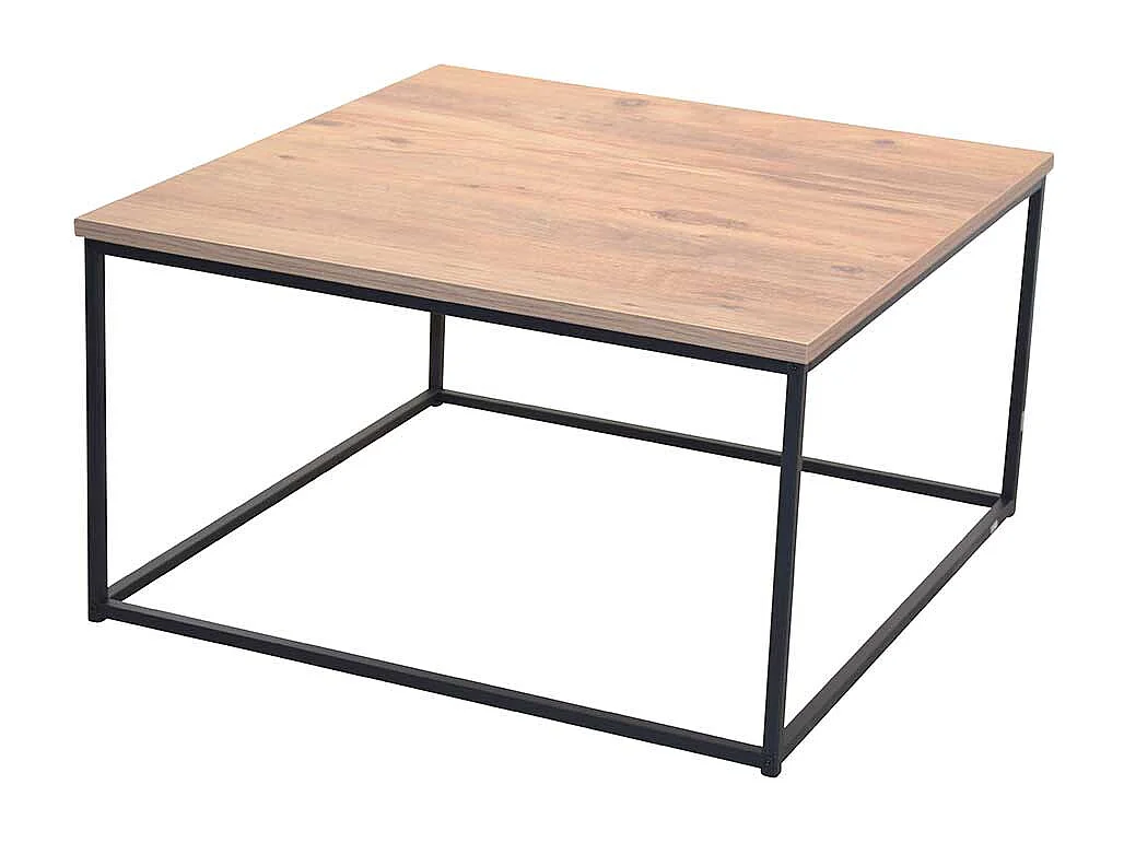 Moderner Sofatisch in Eichefarben und Schwarz Bügelgestell