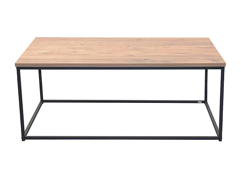 Moderner Sofatisch in Eichefarben und Schwarz Bügelgestell