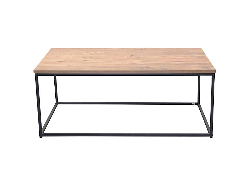 Moderner Sofatisch in Eichefarben und Schwarz Bügelgestell