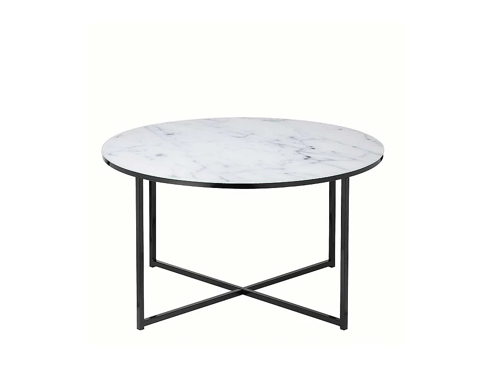 Glastisch in Weiß Hellgrau Marmoroptik Bügelgestell Schwarz