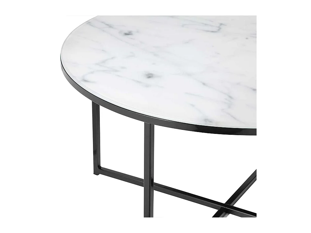 Glastisch in Weiß Hellgrau Marmoroptik Bügelgestell Schwarz