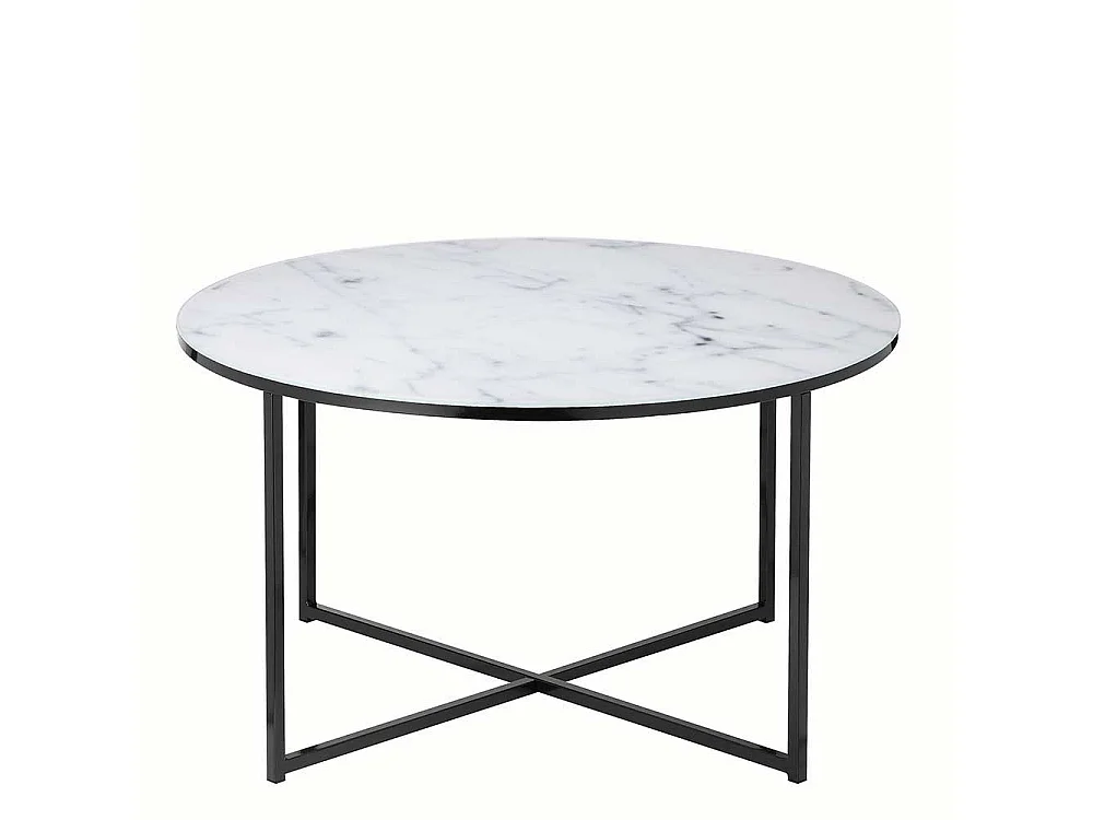 Glastisch in Weiß Hellgrau Marmoroptik Bügelgestell Schwarz