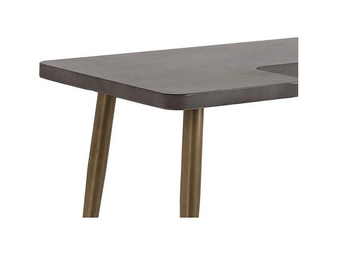 Designertisch Set aus Leichtbeton und Metall Beton Grau und Messingfarben (zweiteilig)