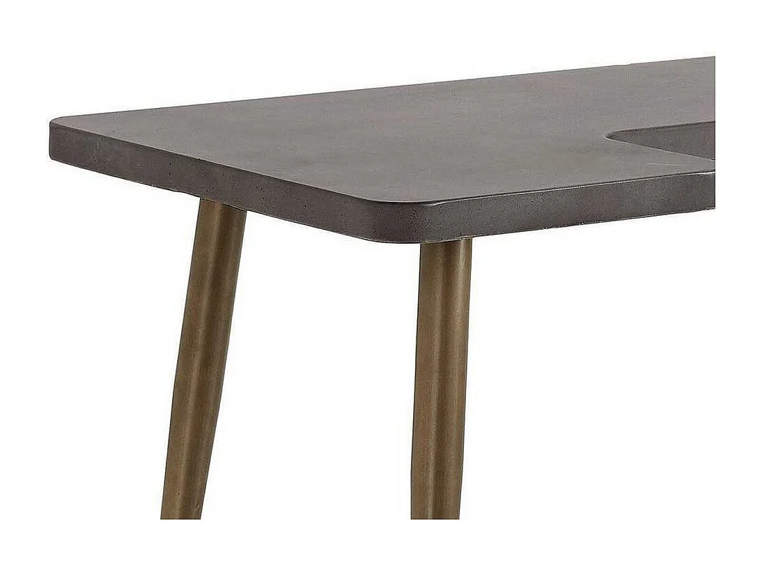 Designertisch Set aus Leichtbeton und Metall Beton Grau und Messingfarben (zweiteilig)