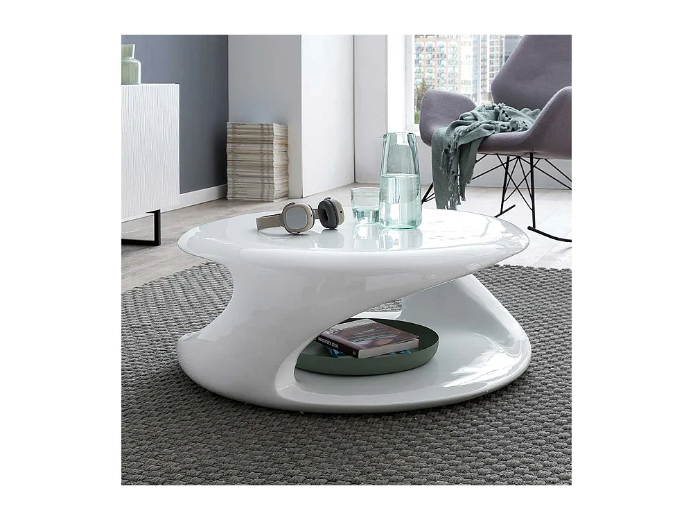 Moderner Couchtisch in Weiß Hochglanz 80 cm breit