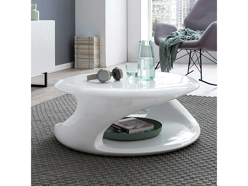 Moderner Couchtisch in Weiß Hochglanz 80 cm breit