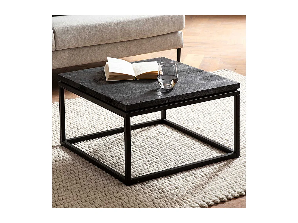 Couchtisch Sofatisch in Schwarz aus Metall und Holz