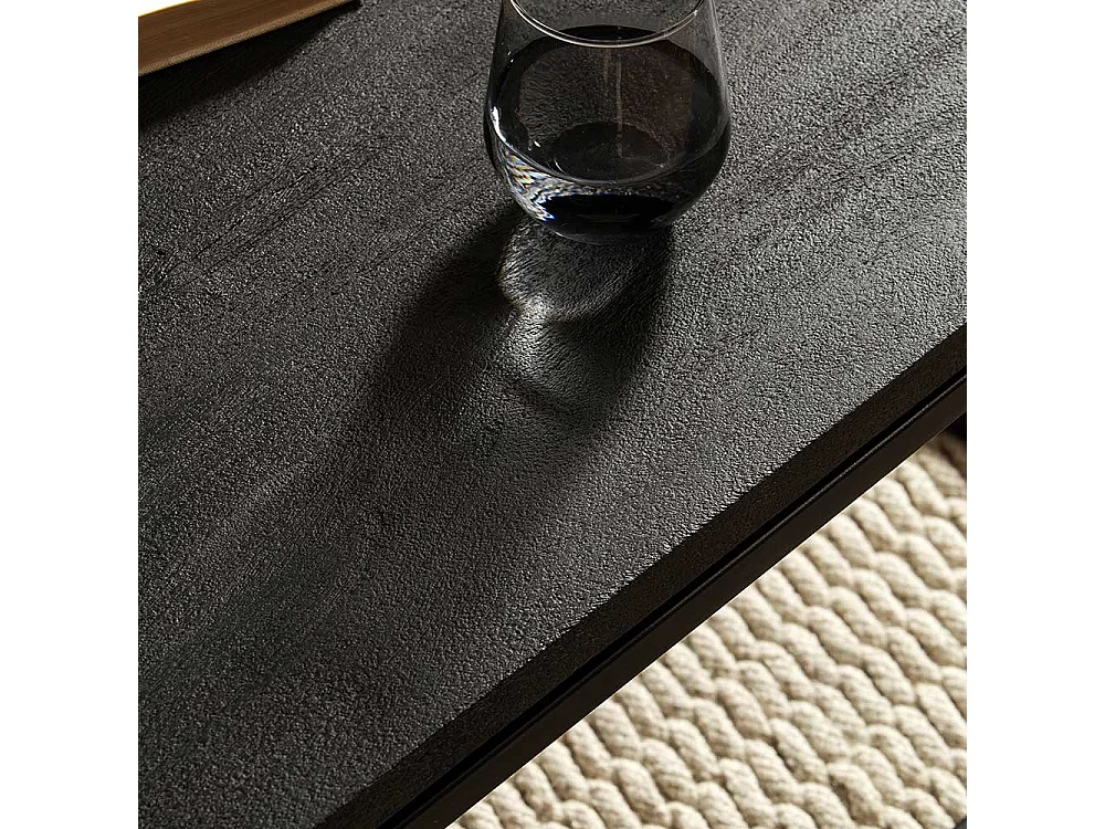 Couchtisch Sofatisch in Schwarz aus Metall und Holz