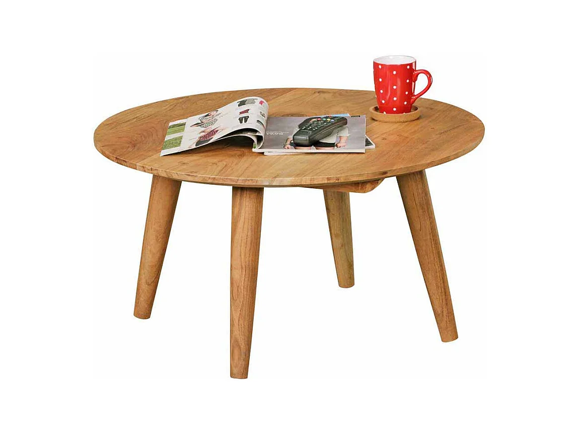 Runder Couchtisch aus Akazie massiv 75 cm