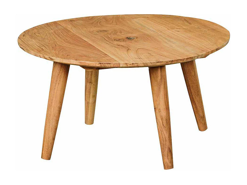 Runder Couchtisch aus Akazie massiv 75 cm