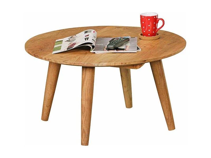 Runder Couchtisch aus Akazie massiv 75 cm