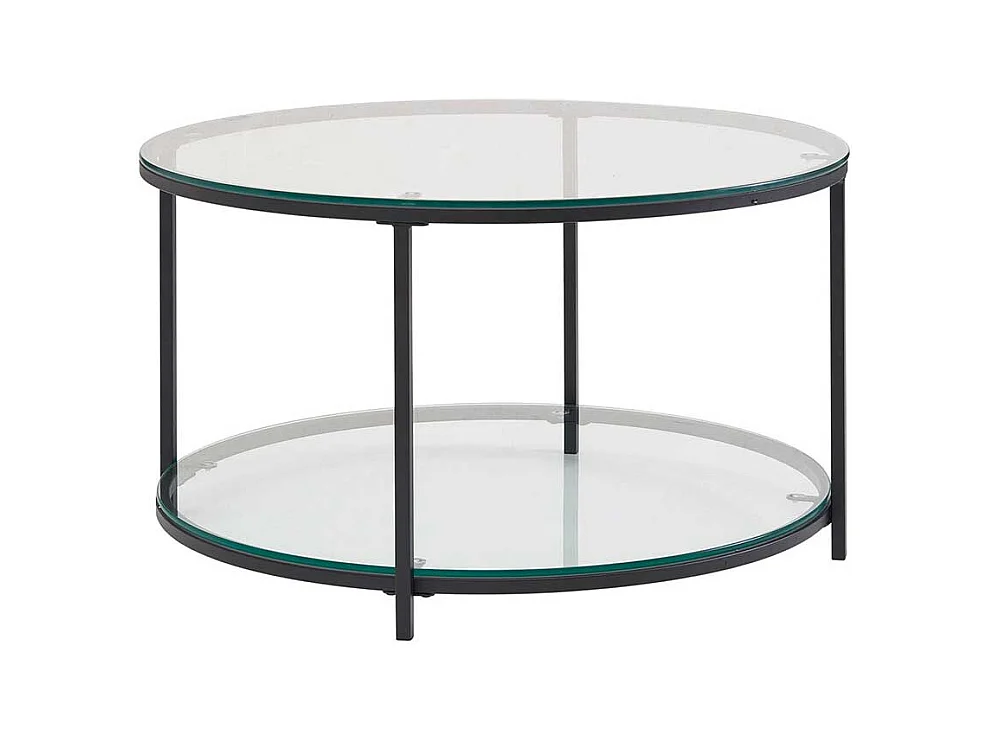 Couchtisch rund mit Glasplatten Vierfußgestell aus Metall
