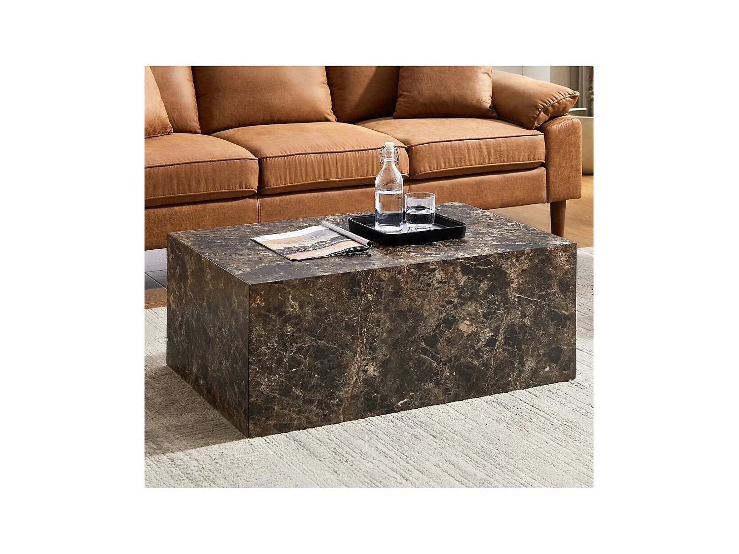 Sofatisch Wohnzimmer Tisch in Marmor Optik 90 cm breit