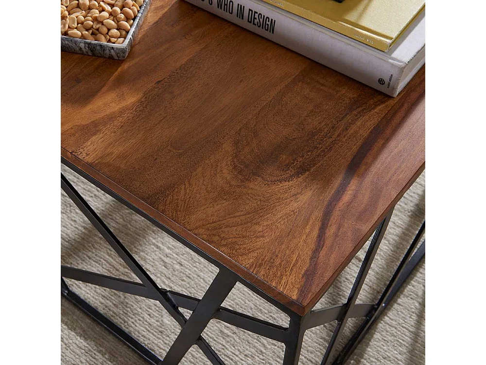 Sofatisch aus Sheesham Massivholz Eisen