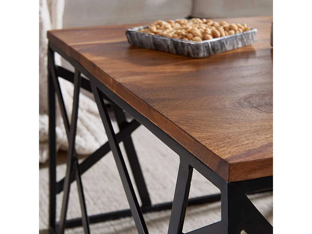 Sofatisch aus Sheesham Massivholz Eisen