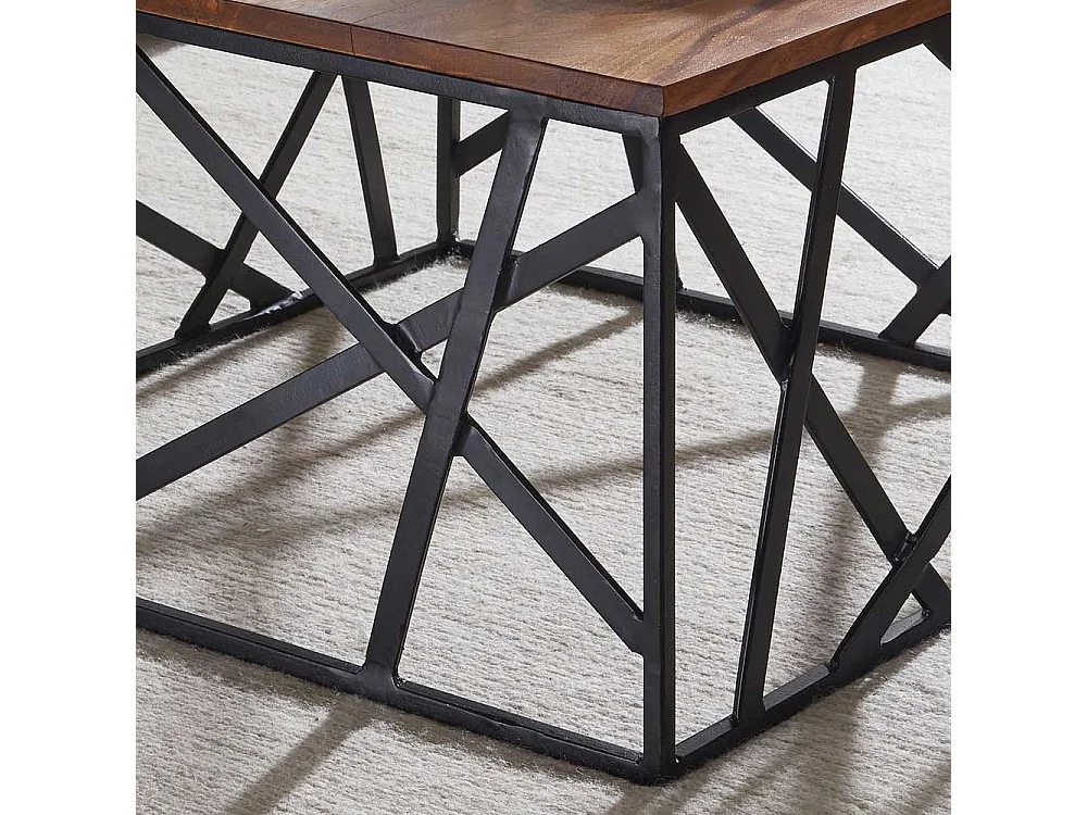 Sofatisch aus Sheesham Massivholz Eisen