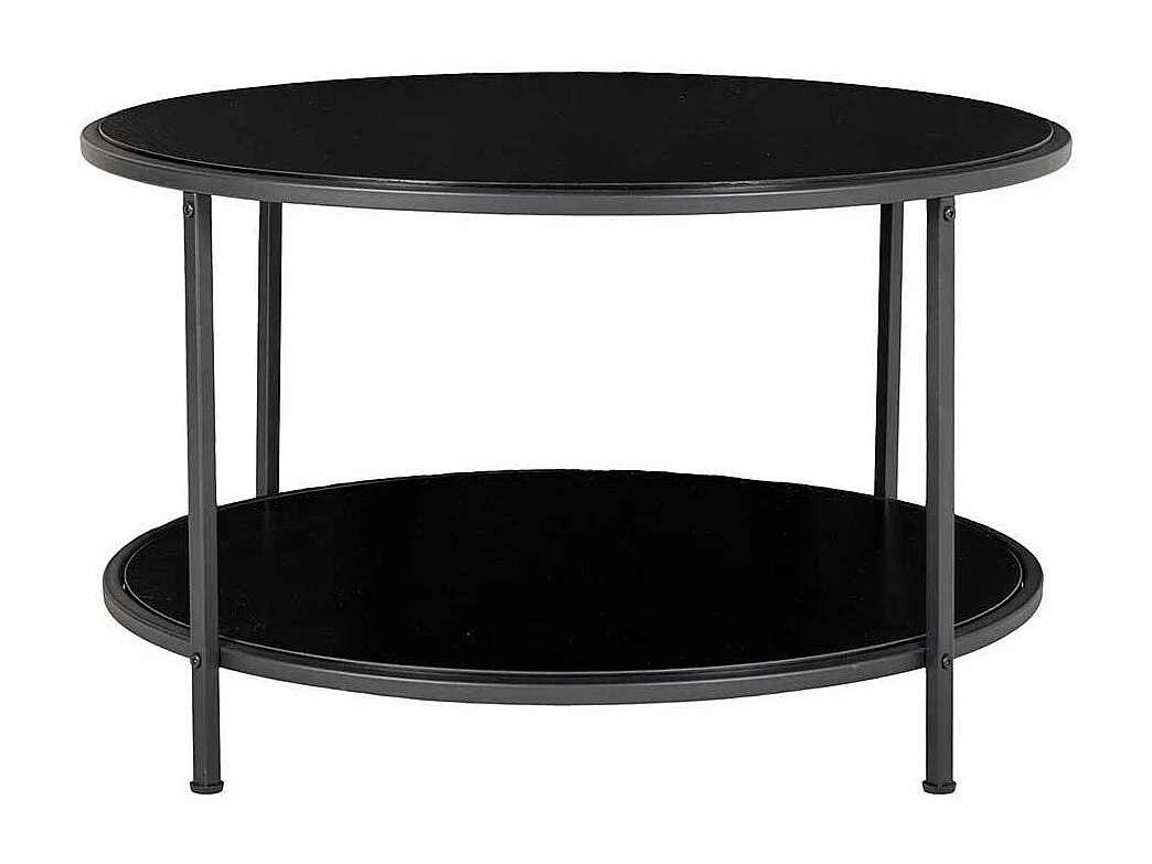 Schwarzer Coffee Table mit runder Tischplatte große Ablage