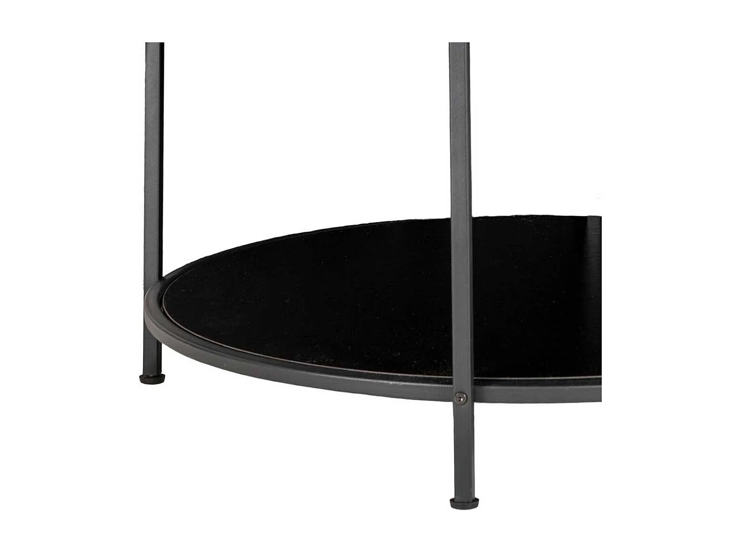 Schwarzer Coffee Table mit runder Tischplatte große Ablage