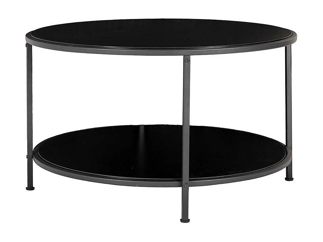 Schwarzer Coffee Table mit runder Tischplatte große Ablage