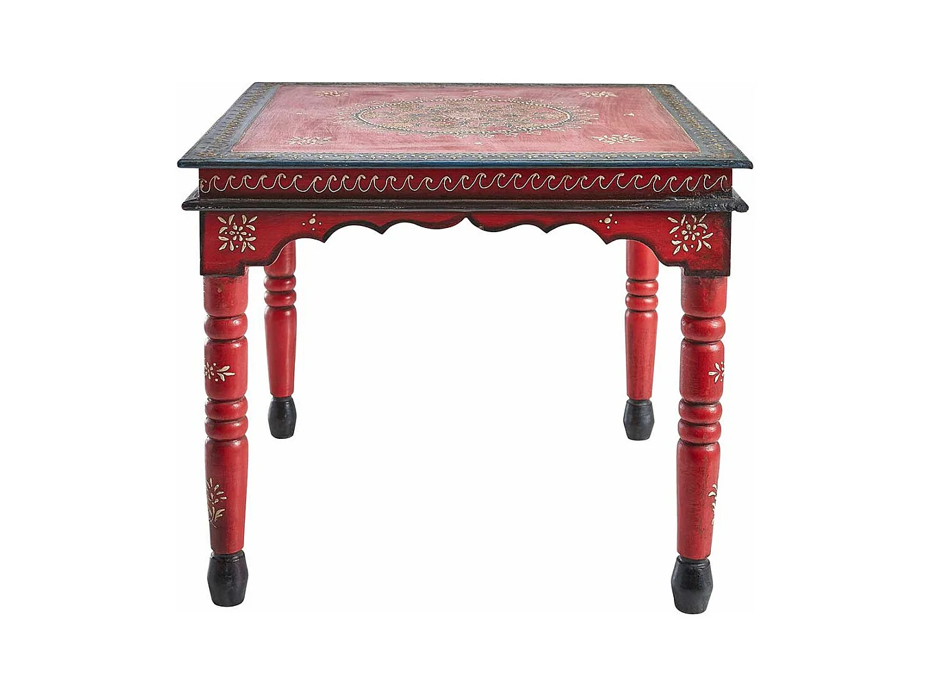 Shabby Chic Tisch in Rot und Bunt handgearbeitet