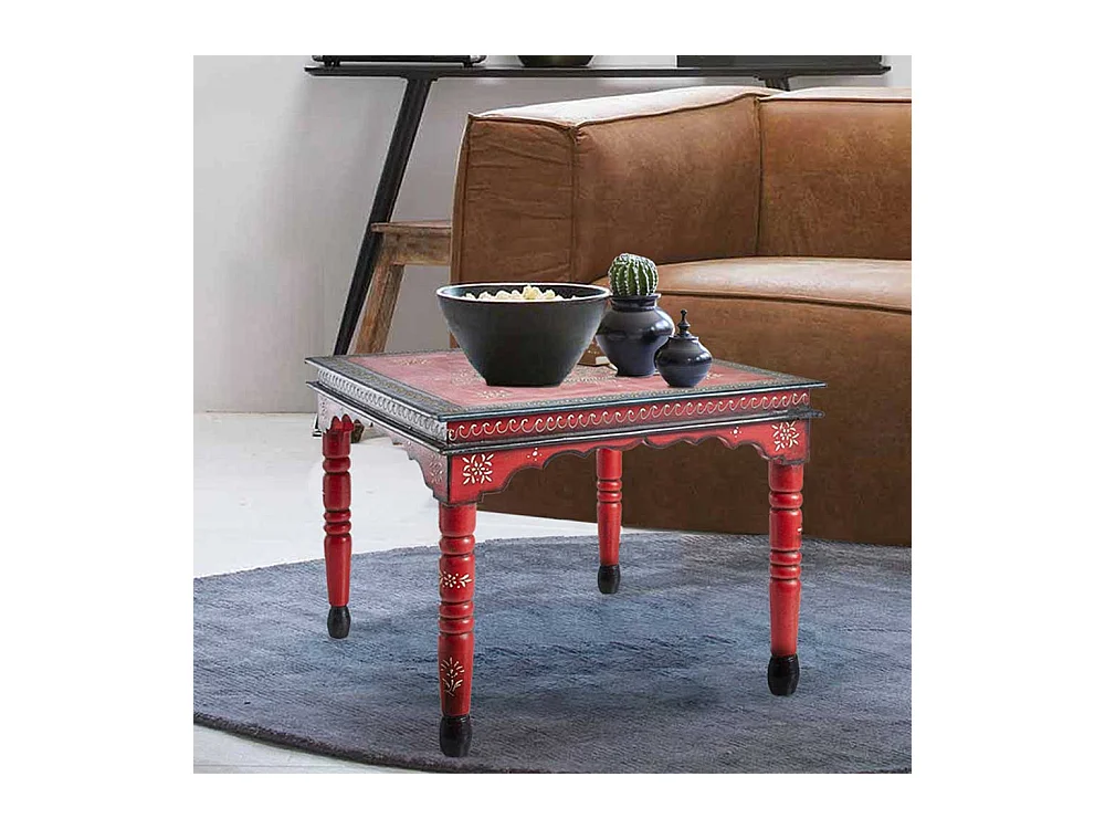 Shabby Chic Tisch in Rot und Bunt handgearbeitet