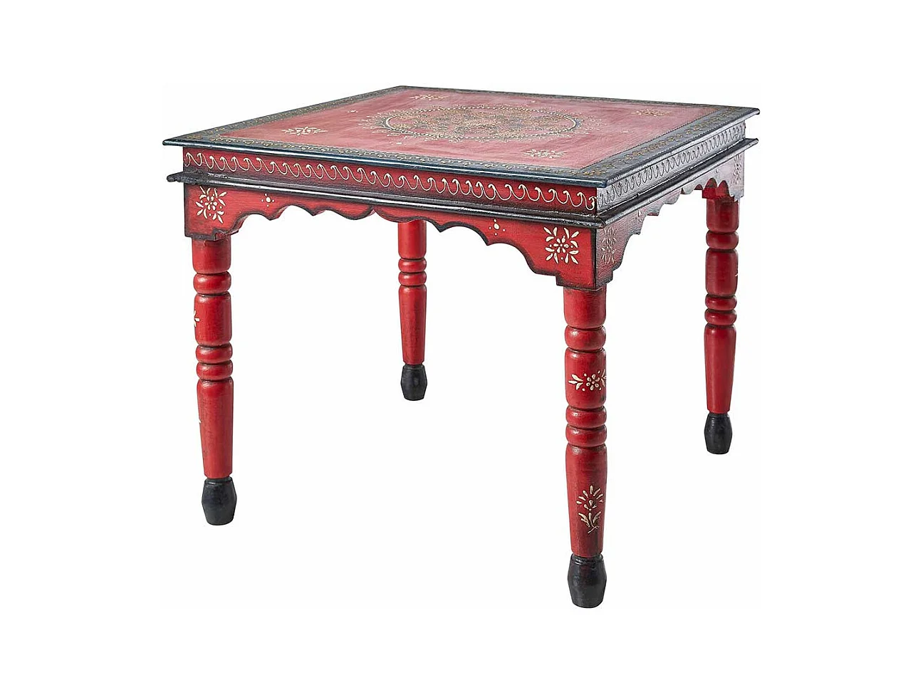 Shabby Chic Tisch in Rot und Bunt handgearbeitet