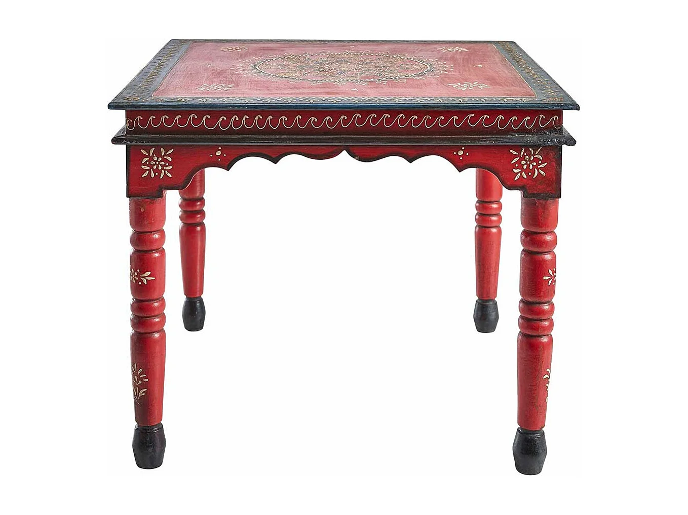 Shabby Chic Tisch in Rot und Bunt handgearbeitet